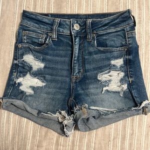 American Eagle hi-rise shortie distressed shorts